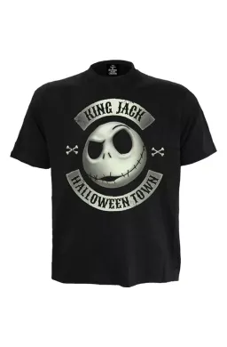 NIGHTMARE BEFORE XMAS - JACK CREST (GLOW) - Front Print T-Shirt Black (M)