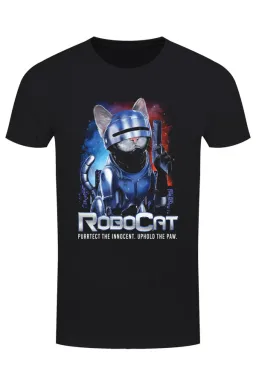 Horror Cats RoboCat Men's Black T-Shirt - Large (40"- 42")