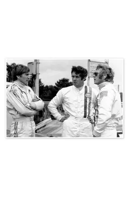 Photo Steve McQueen, Brian Redman et Derek Bell, Le Mans 1970