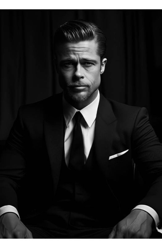 Photo Affiche Poster Noir et Blanc - Brad Pitt