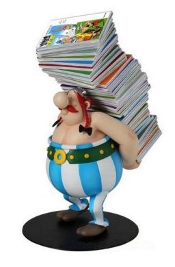 Asterix statuette Collectoys Obelix stack of albums 21 cm